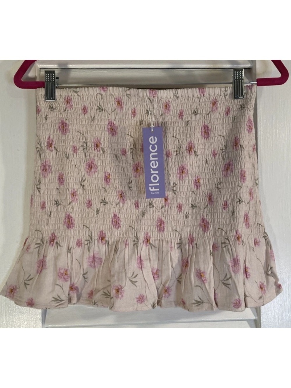 Florence Blush Pink Floral Smocked Ruffle Mini Skirt